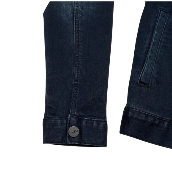 Guess Womens Dark Wash Denim Jacket S With Button Pockets Size‎ Small NWOT - Picture 5 of 12